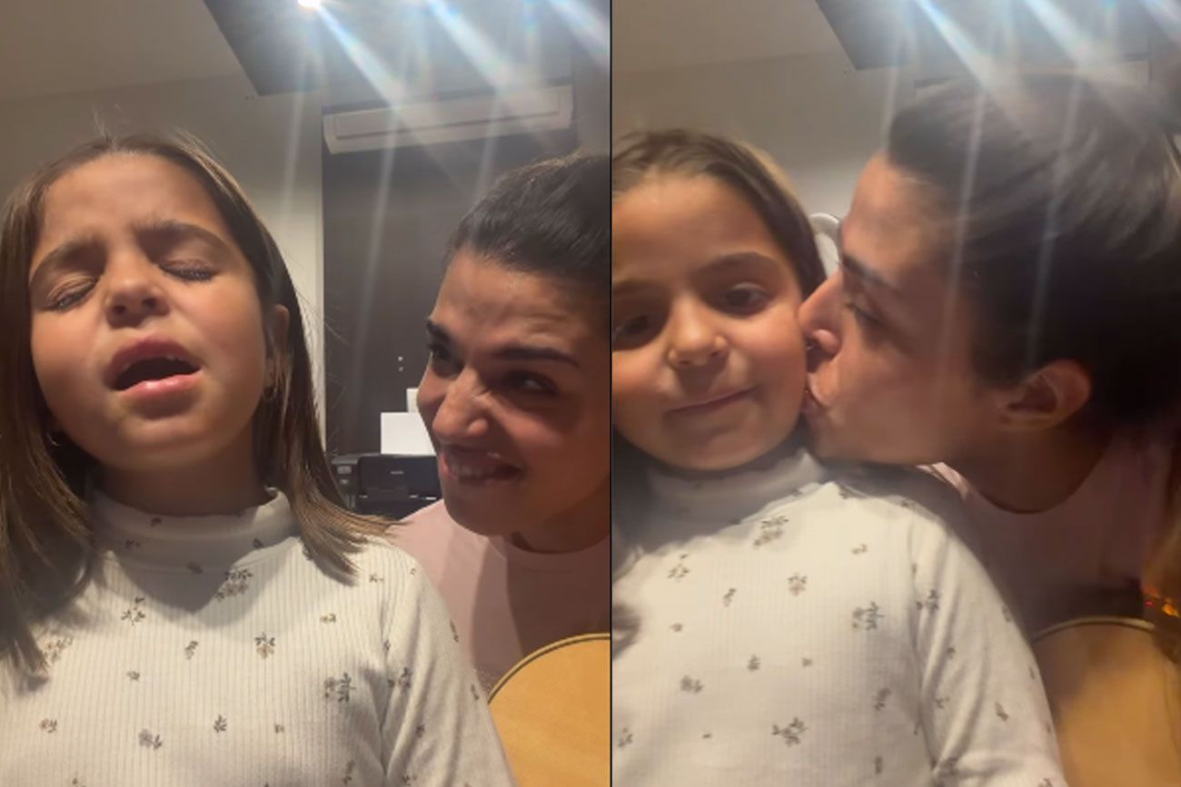 Euge Quevedo cantando con su hija. Foto: captura pantalla.