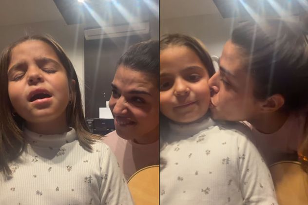 Euge Quevedo cantando con su hija. Foto: captura pantalla.