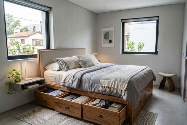 Las camas con cajones y placares completos mejoran el orden en el dormitorio.