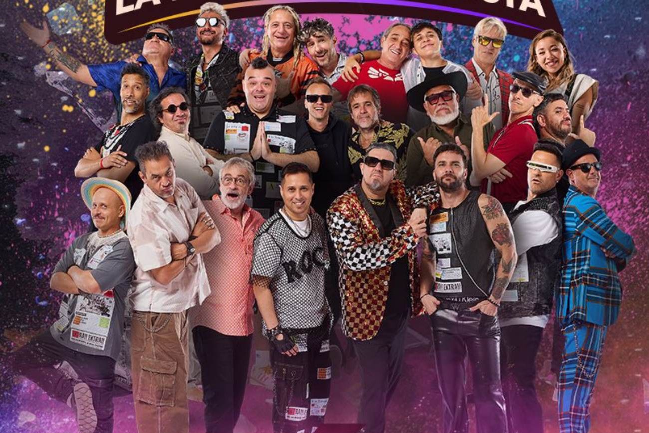 Los Caligaris y Los Auténticos Decadentes, todos mezclados hasta convertirse en Los Auténticos Caligaris. (X @LADecadentes)