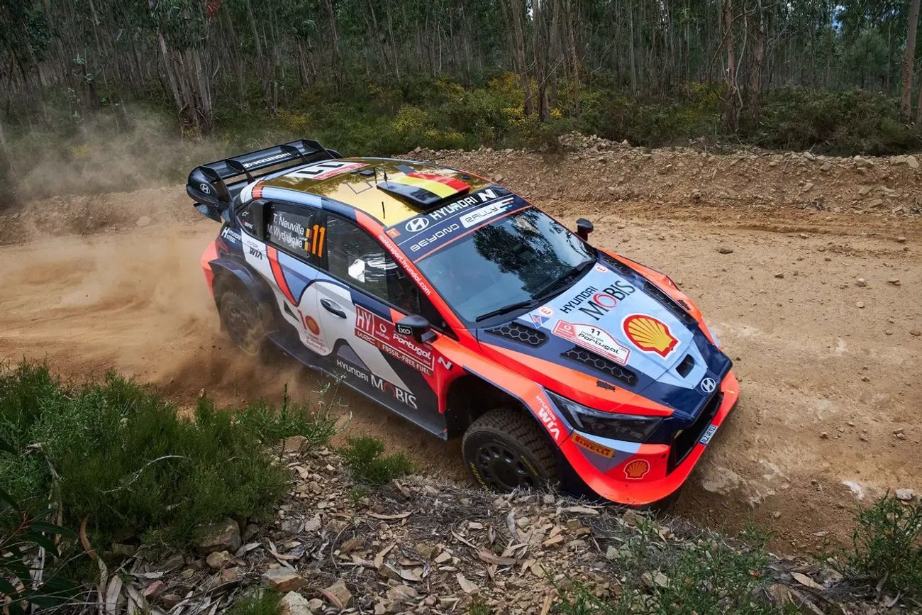 Thierry Neuville (Hyundai i20), marcó el ritmo inicial al ganar el Shakedown del Rally de Portugal, que arranca el jueves con tres tramos. (Prensa Hyundai Motorsport)