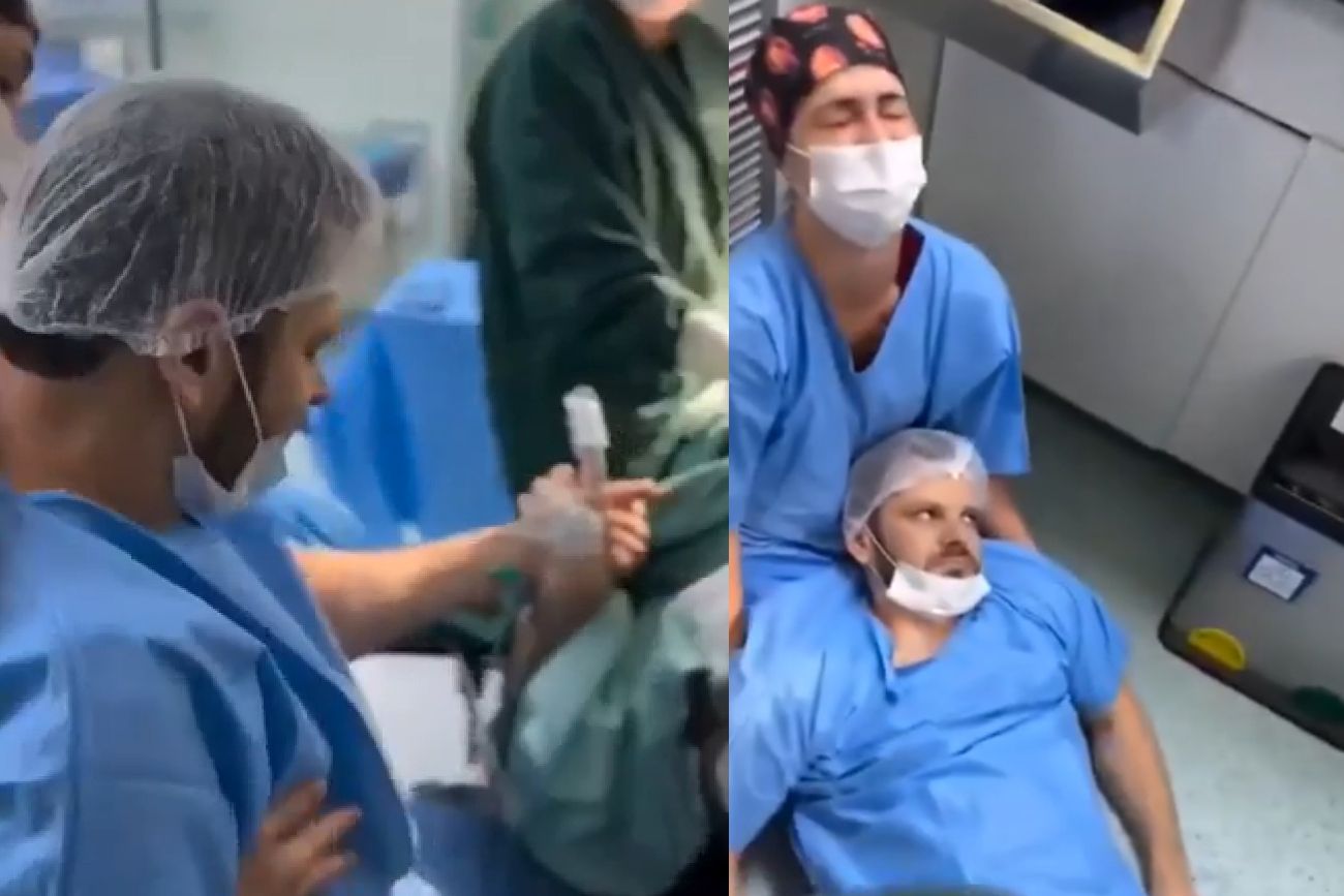 Un padre se desmayó en pleno parto y el video es furor en las redes: "No recuerdo nada"