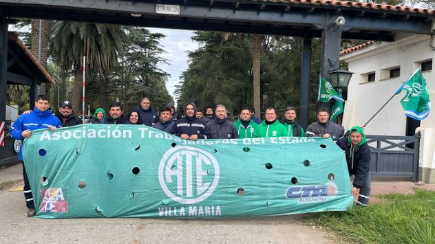 La protesta del gremio ATE en la fábrica militar estatal villamariense. 