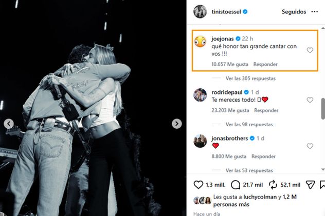 Mensaje de Joe Jonas a Tini. 