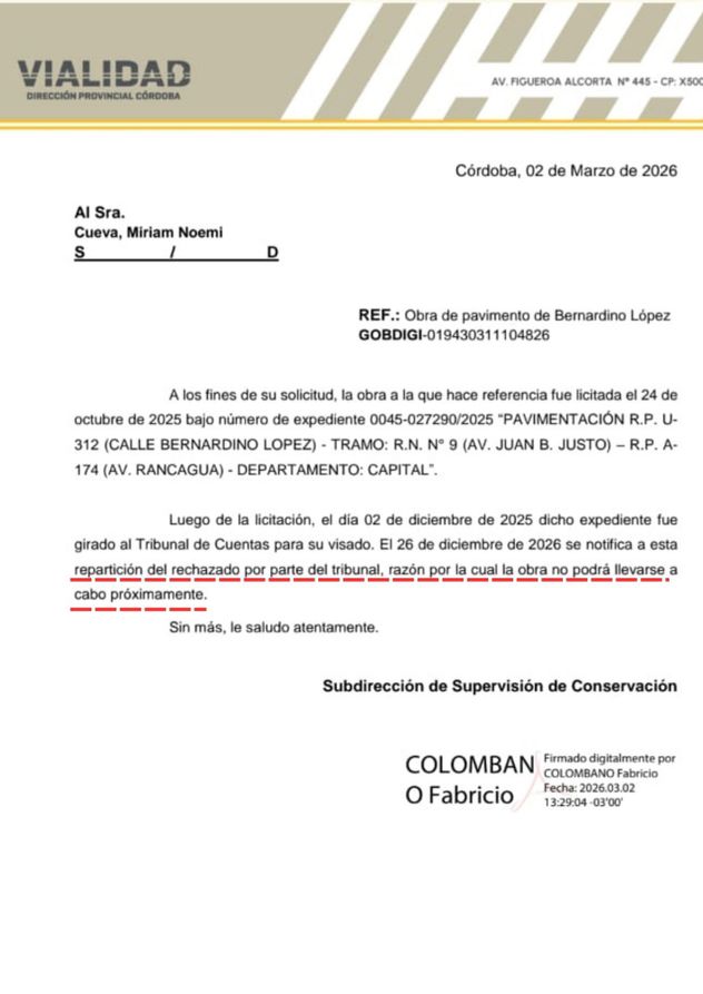 Licitación de la pavimentación de la U-312, calle Bernardino López.