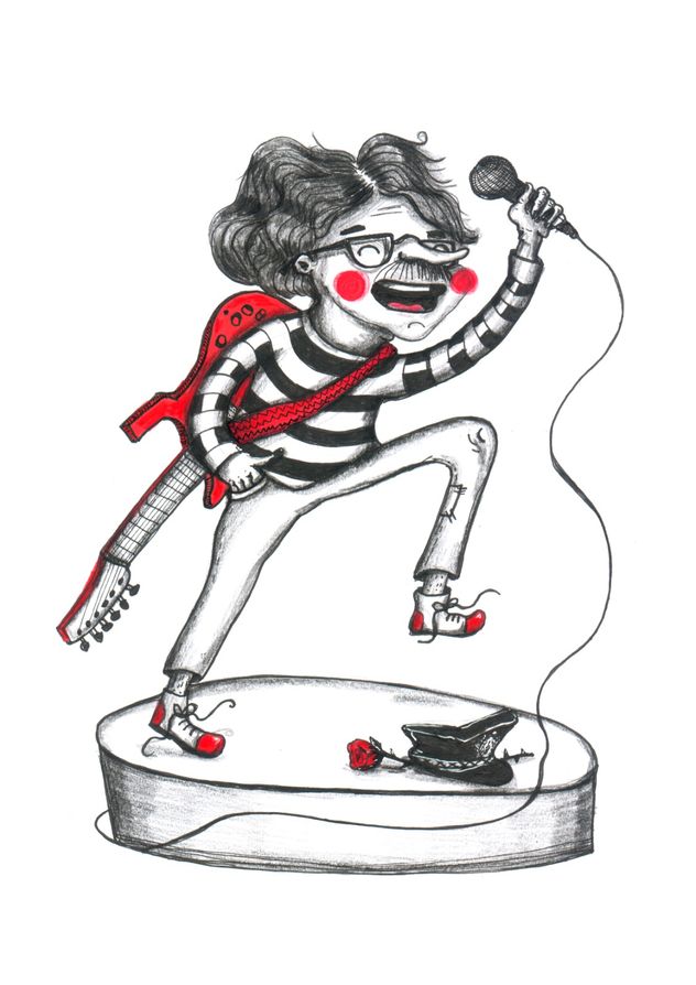 Charly García ilustrado para "Modo Charly". Ilustración de Naty Martínez. 