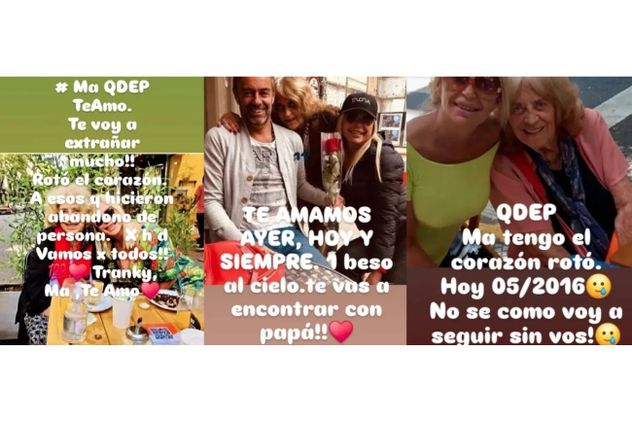Las publicaciones de Raquel Mancini respecto a su madre.