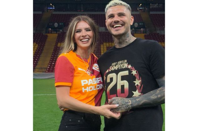 China Suárez y Mauro Icardi en el festejo del Galatasaray.