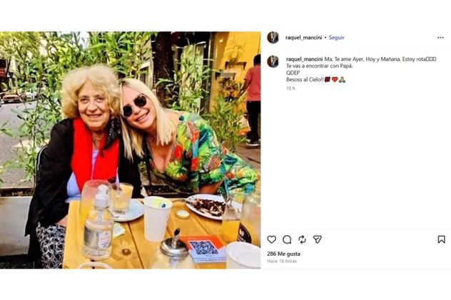Las publicaciones de Raquel Mancini respecto a su madre.