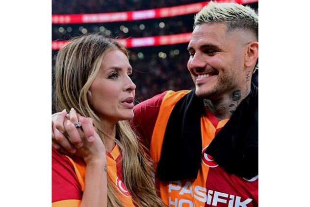 China Suárez y Mauro Icardi en el festejo del Galatasaray.