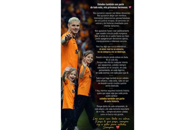 El mensaje de Mauro Icardi para sus hijas tras su triunfo con el Galatasaray.