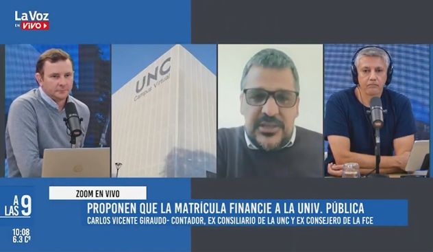 Carlos Vicente Giraudo y la propuesta para financiar las universidades, en diálogo con La Voz En Vivo.
