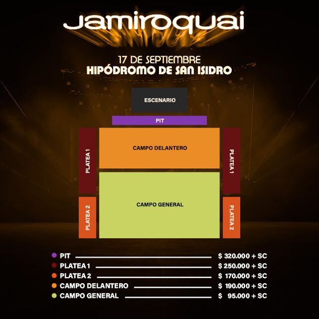 Precios y ubicaciones para Jamiroquai en el Hipódromo de San Isidro.