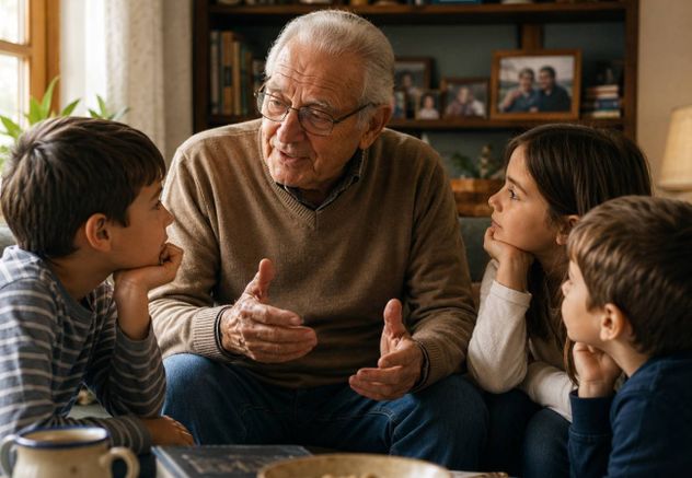 Abuelos y nietos. Hablar y contarles vivencias es muy positivo para ambos.