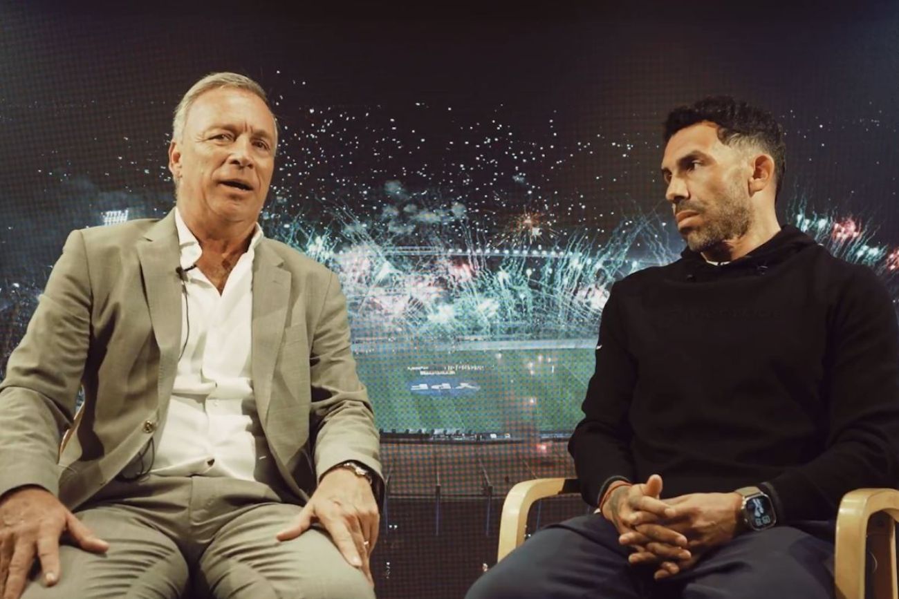 Andrés Fassi y Carlos Tevez, en el video que publicó Talleres como despedida del entrenador. La derrota eliminatoria ante Belgrano, fue uno de los determinantes de su salida.