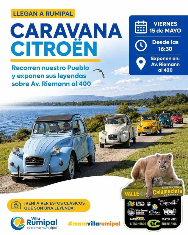 Los Citroen antiguos de colección recorrerán en caravana las rutas de Calamuchita.