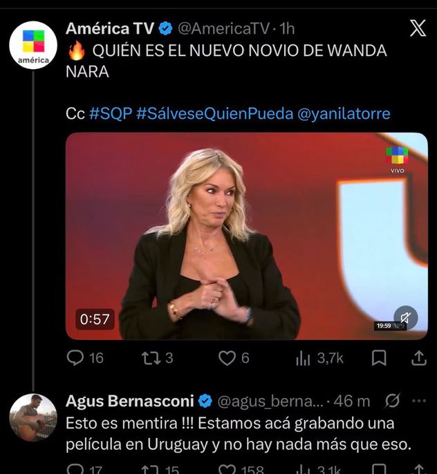 La publicación de X que Agustín Bernasconi borró.