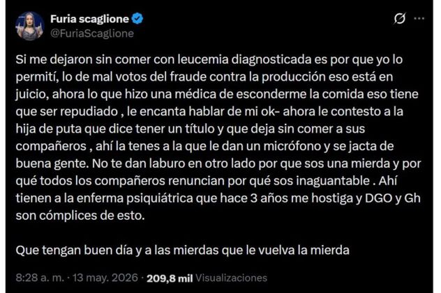 El cruce entre Catalina Gorostidi y Furia por su paso por Gran Hermano.