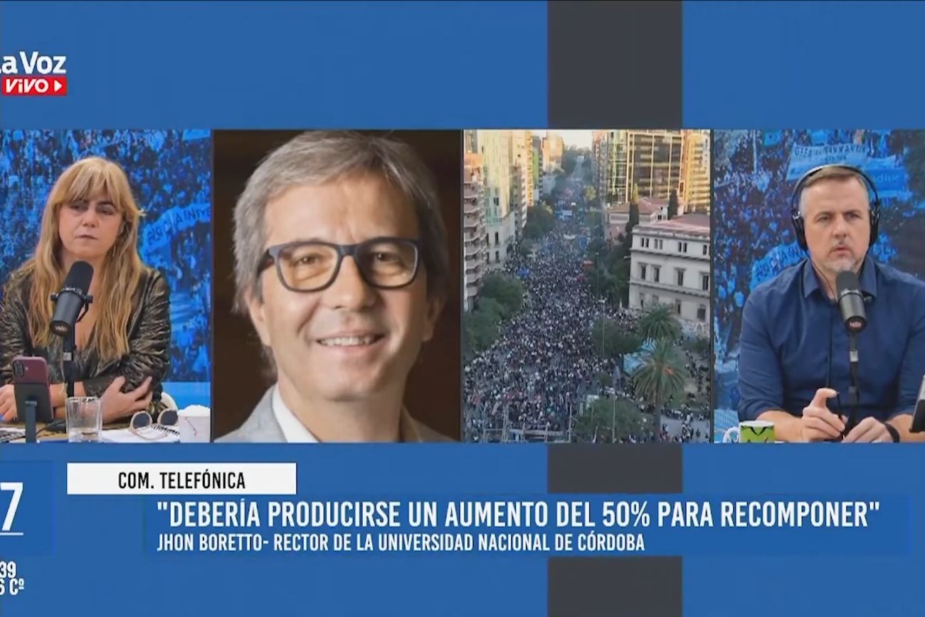 Jhon Boretto, recttor de la UNC, en diálogo con La Voz en Vivo.