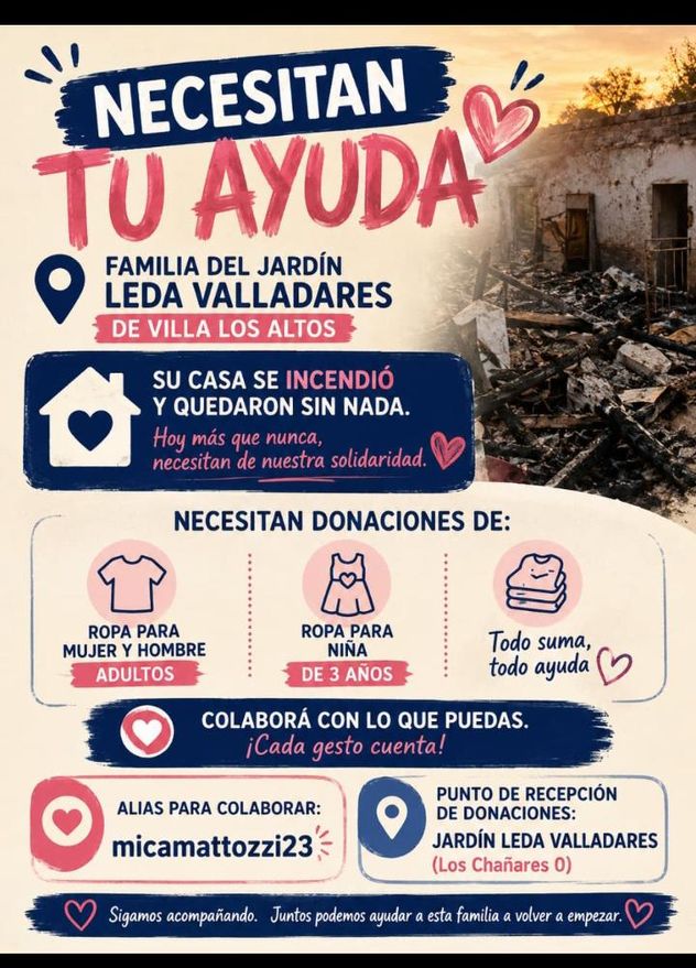 El jardín de infantes Leda Valladares despidió a la nena que murió en un incendio en Salsipuedes, donde iniciaron una campaña para ayudar a la familia.