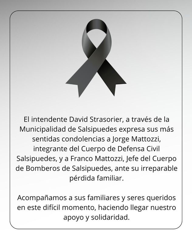 El Mensaje de la Municipalidad de Salsipuedes por la muerte de la nena de 3 años en un incendio.