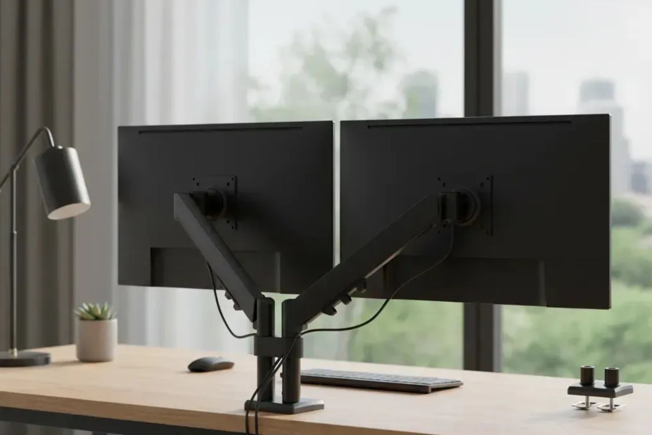 El soporte para monitor ayuda a prevenir la fatiga cervical al mantener la pantalla en la línea de visión adecuada.