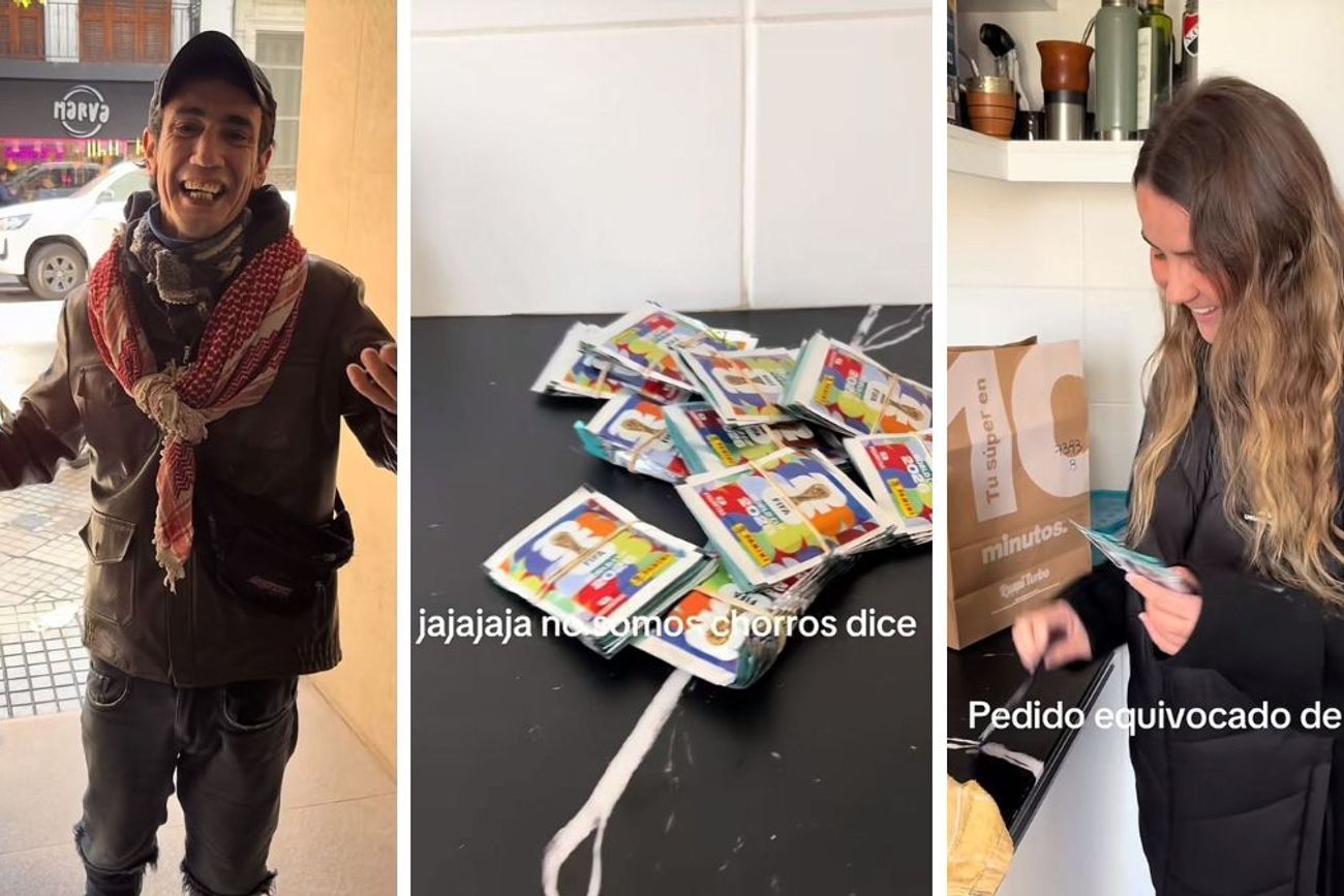 Pidió tres sobres de figuritas, le llegó una caja entera y su reacción sorprendió a todos en TikTok 