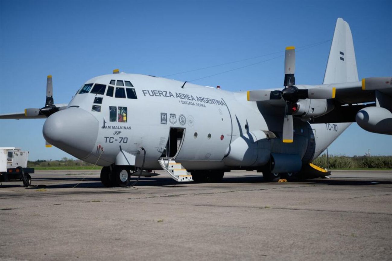 Avión Hércules de la Fuerza Aérea Argentina.