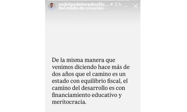 El posteo en redes de De Loredo por la marcha universitaria.