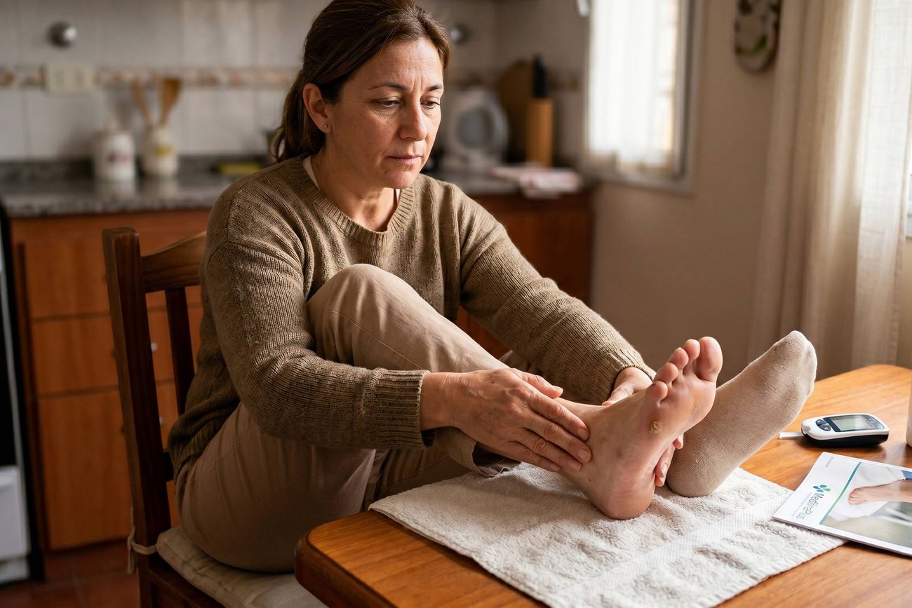 La diabetes puede causar problemas en los pies.