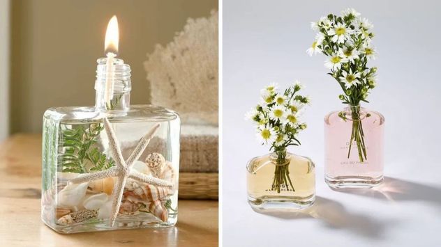Los envases de perfume pueden convertirse en objetos decorativos, floreros o incluso difusores aromáticos.