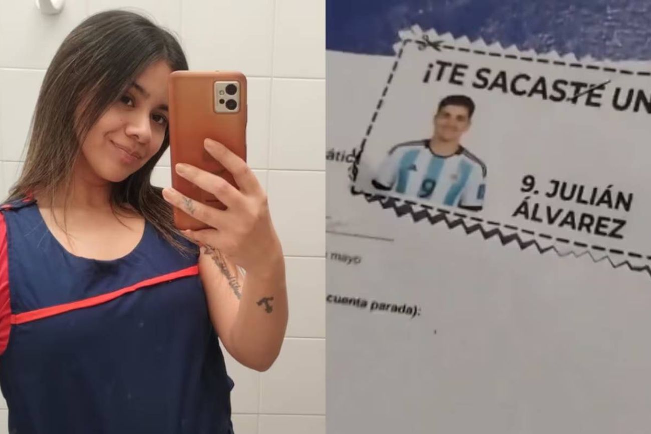 La maestra de San Juan realiza correcciones a sus alumnos usando la imagen de los jugadores de la selección argentina. 