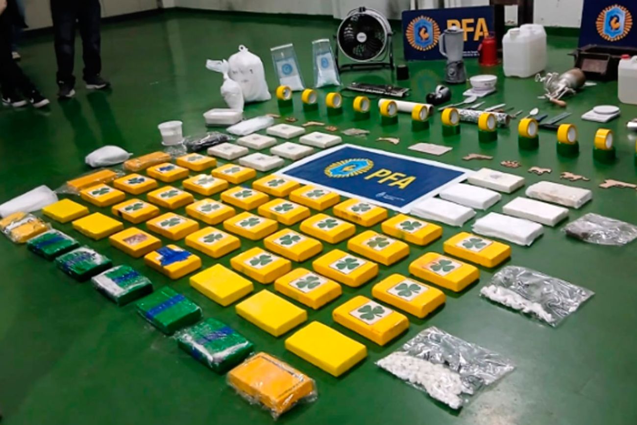 Parte de los 70 kilos de cocaína. (Fiscalía Federal N° 5/Fiscales.gob.ar)