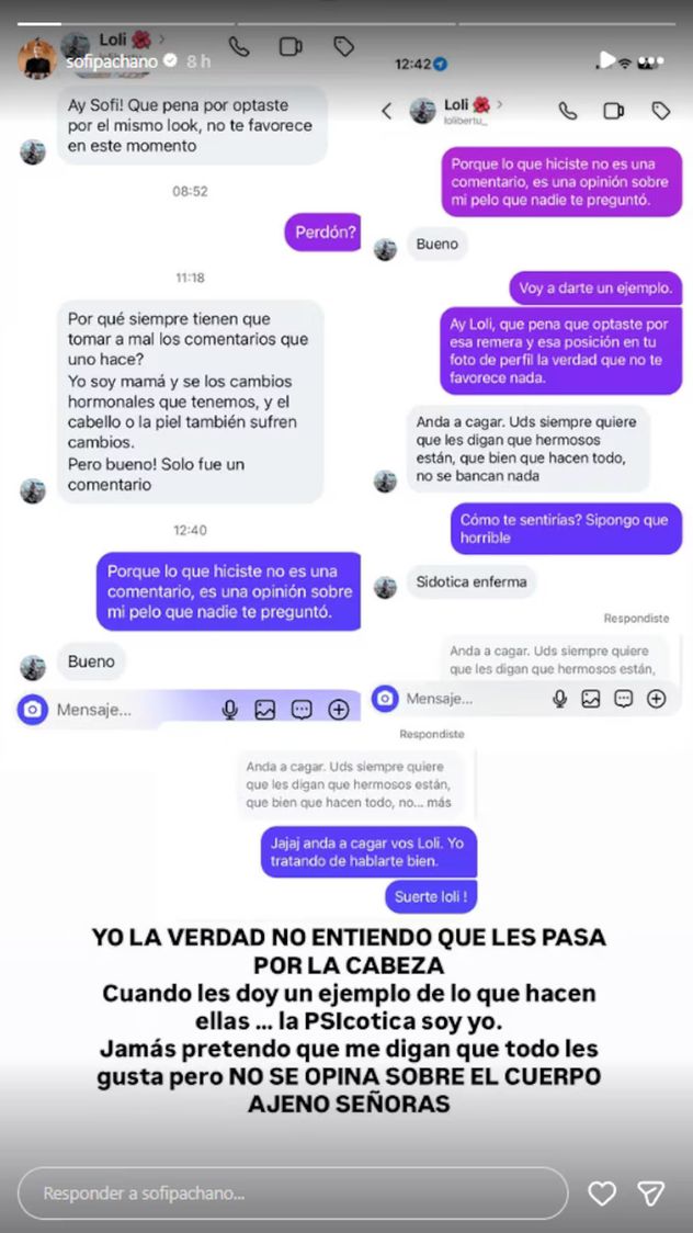 Sofía Pachano habló de las críticas a su apariencia física luego de ser mamá.