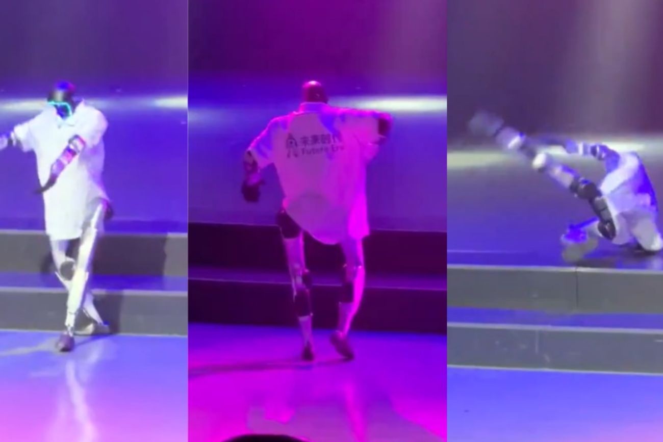 Un robot intentó bailar "Billie Jean" y terminó desplomado en el escenario.