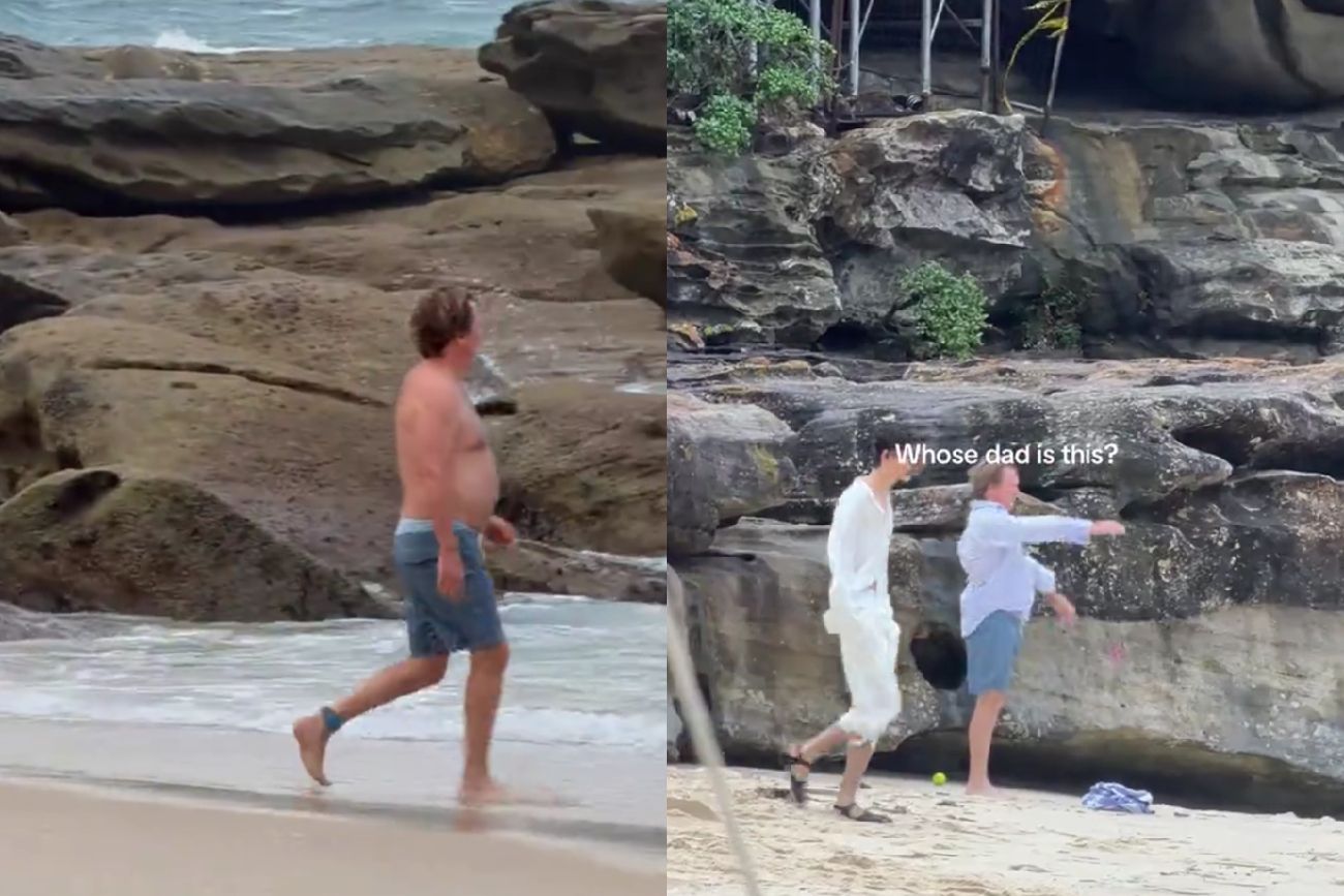 "Soy el modelo principal": un vecino se coló en un exclusivo desfile en la playa y es viral del año