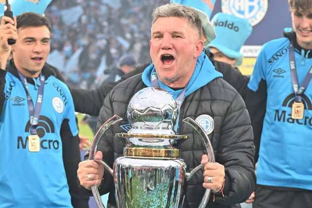 Luis Fabián Artime en los festejos del Belgrano campeón.