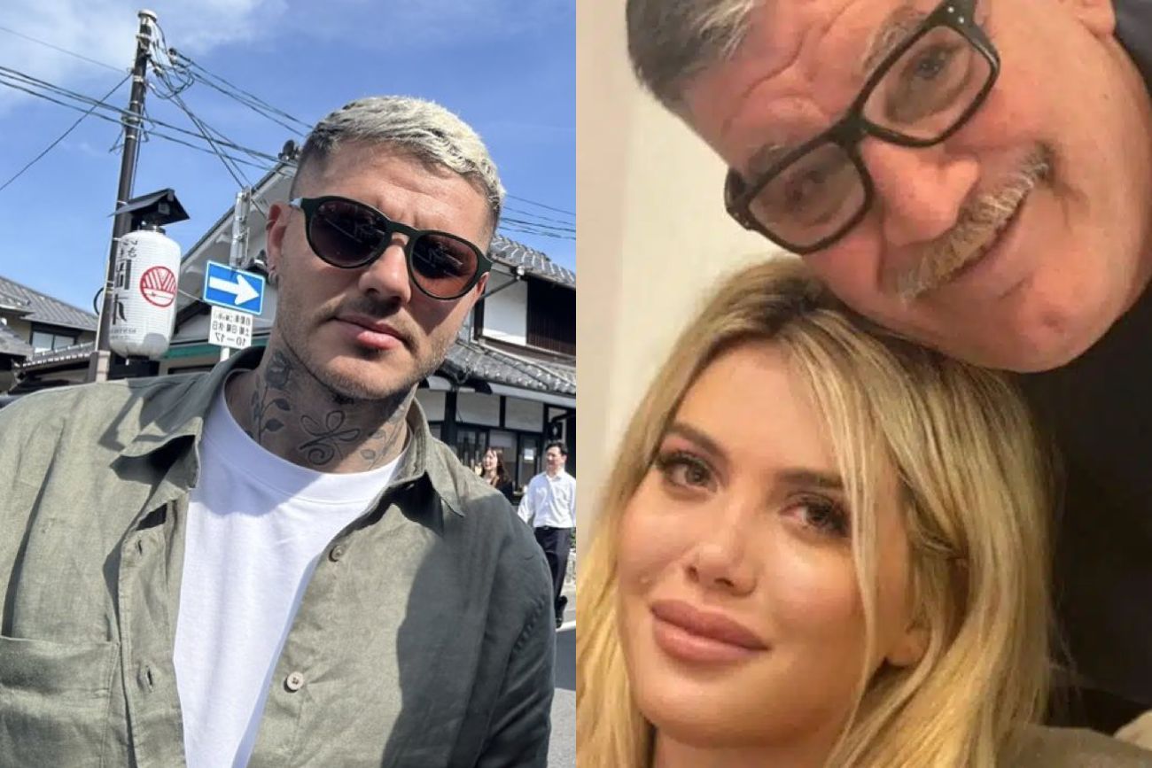 De un lado, Mauro Icardi en Japón sacándose fotos con aficionados; del otro, Wanda Nara con su exsuegro en algún encuentro familiar en Rosario