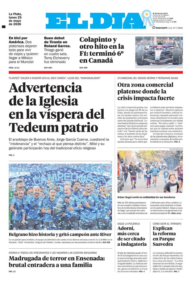 Las tapas de los diarios con Belgrano campeón.