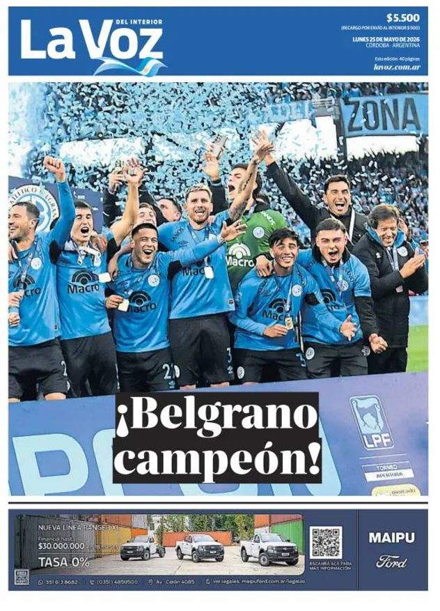 La tapa de La Voz con Belgrano campeón.