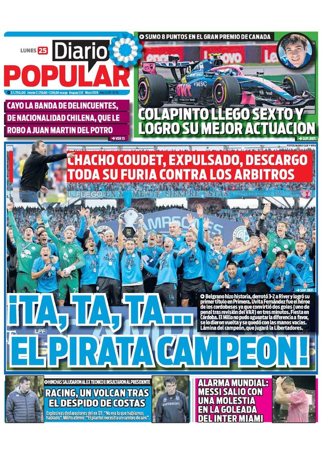 Las tapas de los diarios con Belgrano campeón.