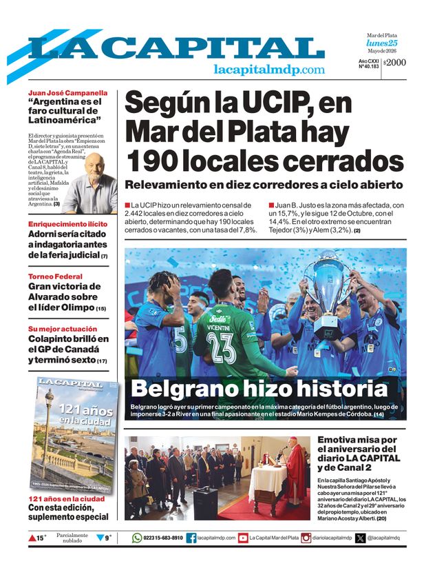 Las tapas de los diarios con Belgrano campeón.