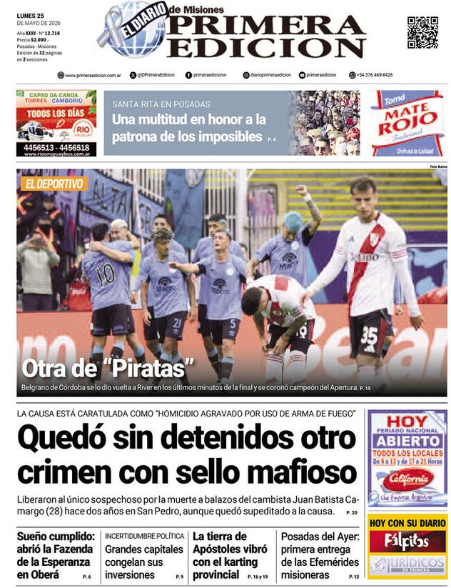Las tapas de los diarios con Belgrano campeón.