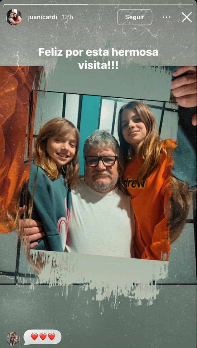 La alegría de Juan Icardi con sus nietas en Rosario