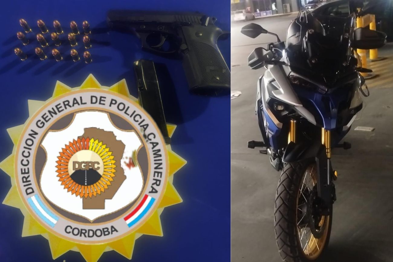 Operativos en Córdoba: secuestraron un arma cargada y recuperaron una moto robada