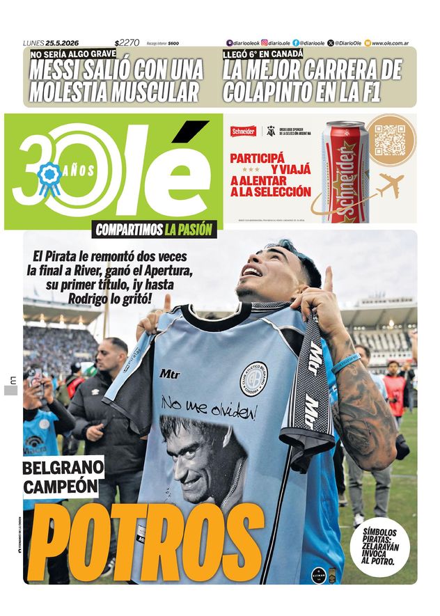 Las tapas de los diarios con Belgrano campeón.