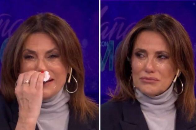 María Fernanda Callejón llorando en el programa de Moria Casán, "La mañana con Moria", en El Trece.
