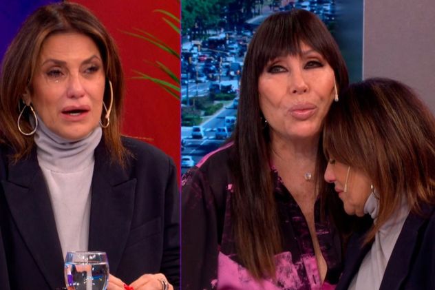 María Fernanda Callejón llorando en el programa de Moria Casán, "La mañana con Moria", en El Trece.