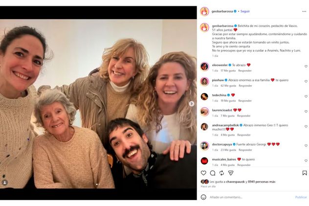 La publicación de Georgina Barbarossa en Instagram para despedir a su cuñada.