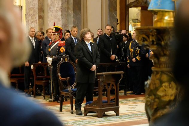 El presidente Javier Milei, durante el Tedeum del lunes pasado en la Catedral de Buenos Aires. (Presidencia de la Nación) 